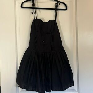 Black corset mini dress with tie straps